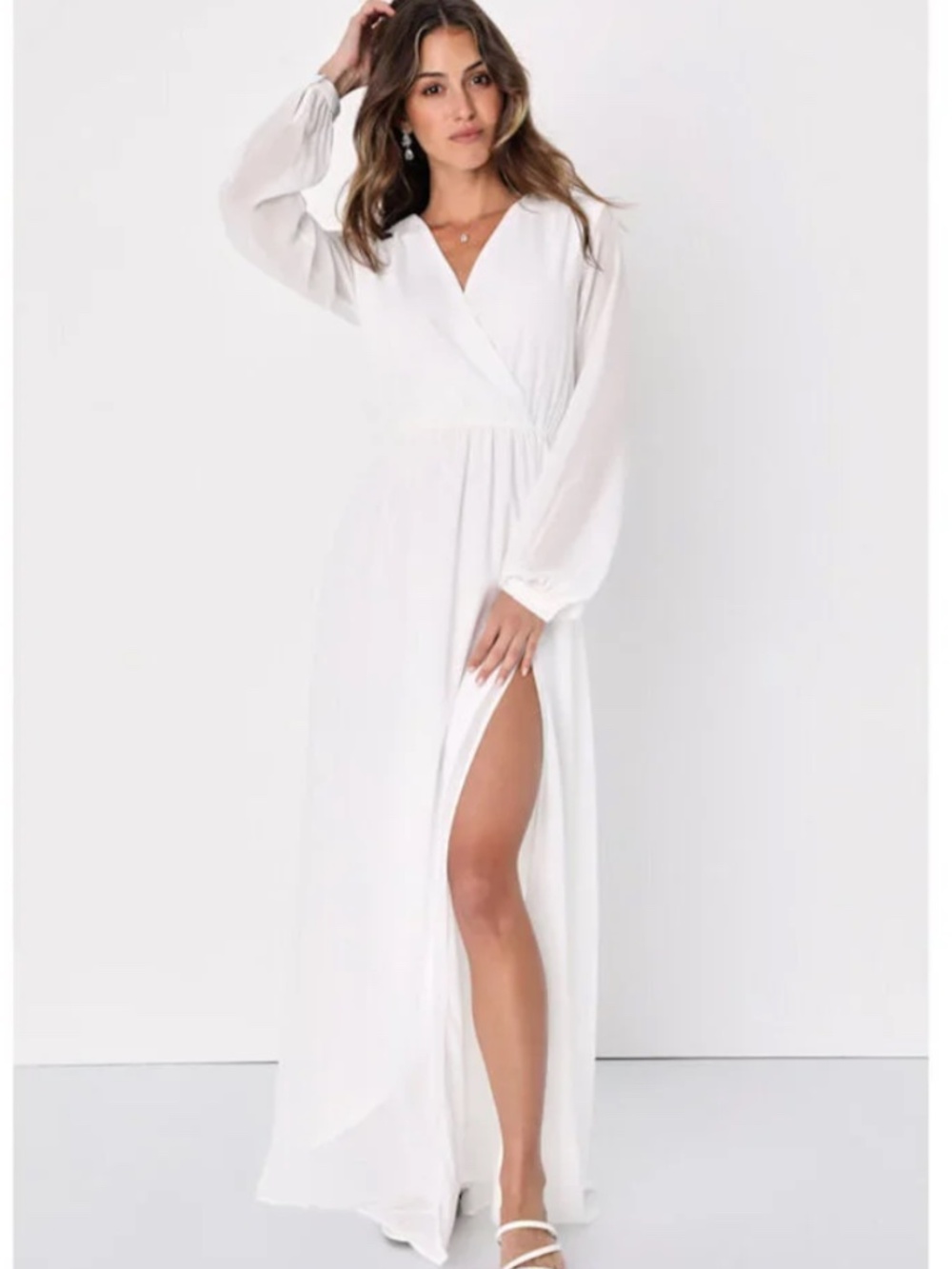 Wondrous Water Lilies White Maxi Dress XS